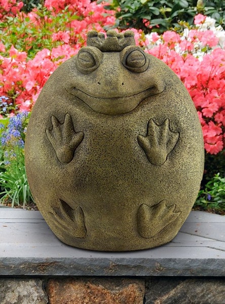 Frog Prince Whimsical Garden Statue Crowned Ready to be Kissed