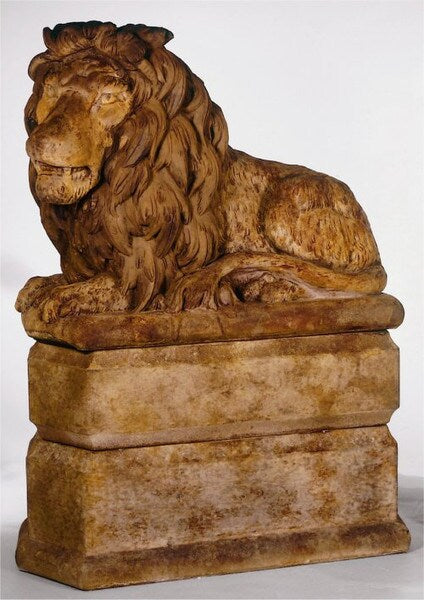 Grand Lion Statue Facing Left Garden Statue & Base