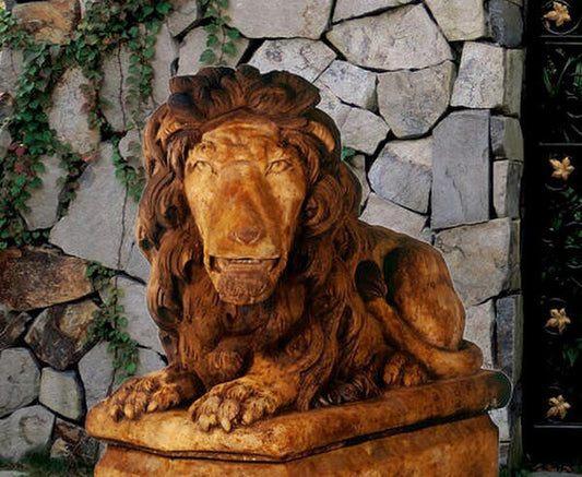 Laying Down LIon Sculpture Cement Giant Posed Statue Statuary