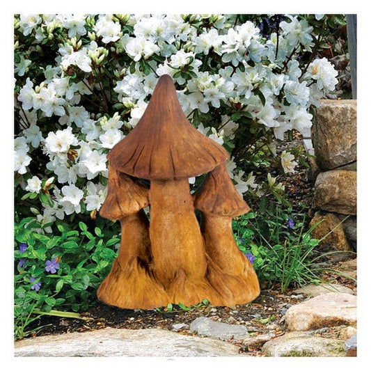 Triple Mushroom Garden Sculpture Small Cement Whimsical Statuary