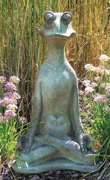 Large Frog statue sitting in a Zen Pose made of Cement Yoga stance