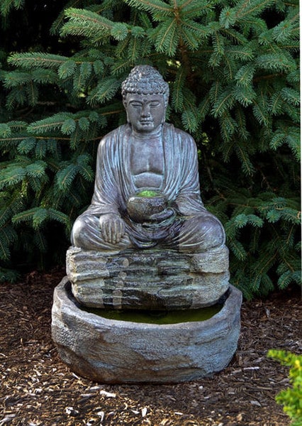 Buddha Garden Fountain with Light High-end Asian Statuary Cast Stone