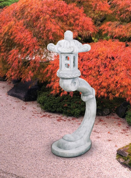 Cantilevered Asian Lantern Large Sculpture Cement Japanese Temple