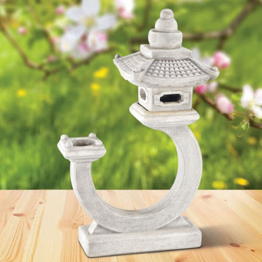Sculptural Curved Great Pagoda Lantern Garden Cement Statue Sculpture