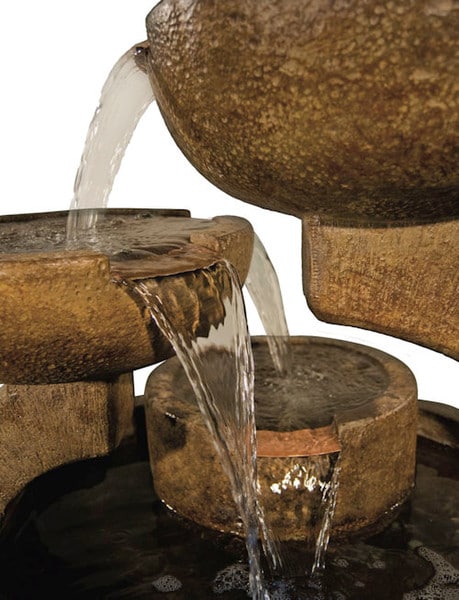 Asian Styling Zen Three Bowl Garden Fountain Cement Stone Outdoor