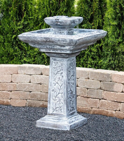Victoria fountain showcases a captivating design with climbing vines adorning its pedestal