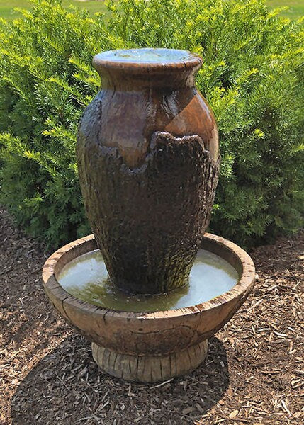 Cypress Urn Garden Fountain Cast Stone Ruined Ancient Spilling Vase