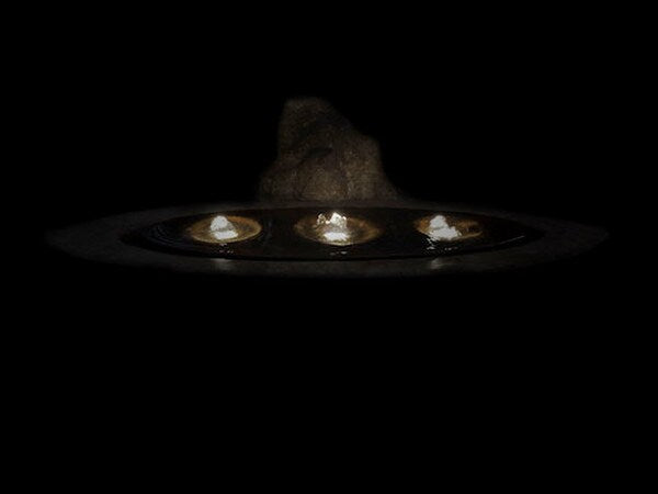 Contemporary Aura Oval Fountain with Light Craggy Rocks Modern