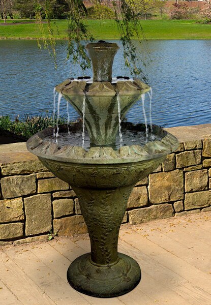 Flora Two Tier Cement Fountain Great for Garden Clubs Floral Shape