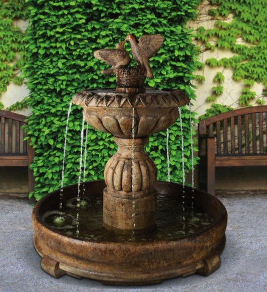 Paloma Cascada In Rondo Pool Garden Fountain Doves Finial Statuary