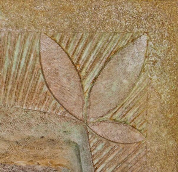 Deco Motif Garden Stone Fountain rectangular design florets corners