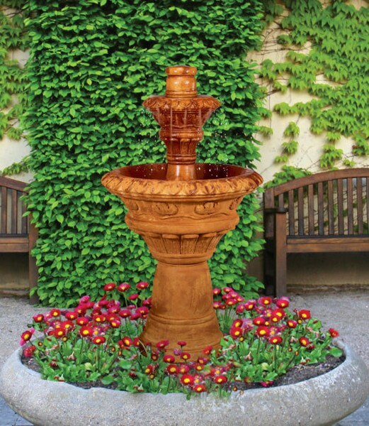 Valencia Two Tier Garden Fountain Italian Theme Heavy Cement