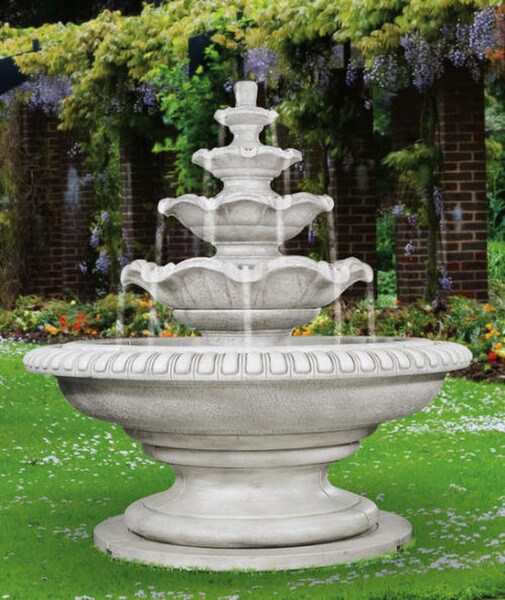 Palazzo Quattro Tier Fountain Four Levels Water Flow Giant Statuary