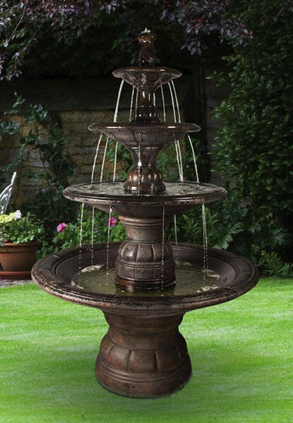 Grande Contemporary Four Tier Fountain Spouting Water Spigots