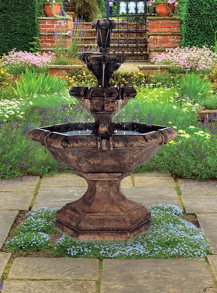 Grande Kensington Three Tier Fountain Large Cement Water Flowing