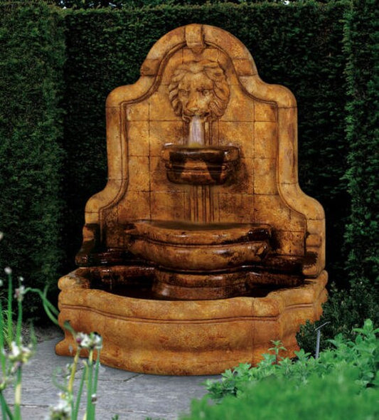 Lion Face Terrazzo Bella Wall Fountain Large Scale Estate Statuary