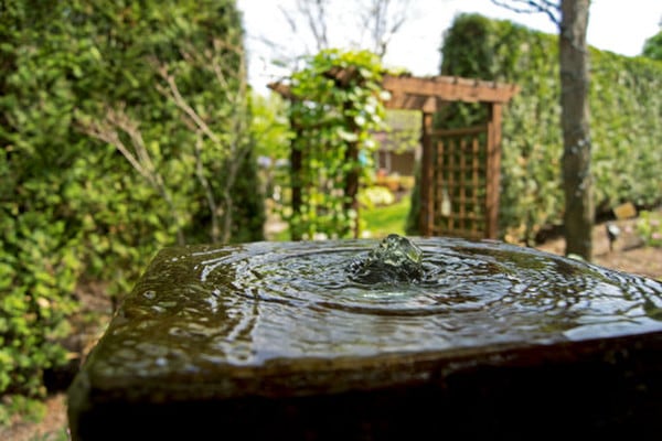 Close Up Monolith Garden Fountain Light Included water flowing