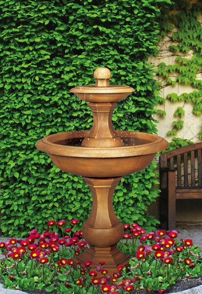 Barrington Two Tier Garden Fountain Cast Stone Cement Decor