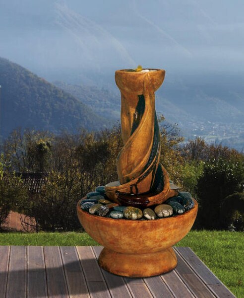 Spiral Garden Cement Water Fountain versatile design Modern Twist