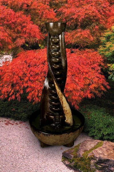 Helix Modern Contemporary Garden Fountain Unique Design Falls