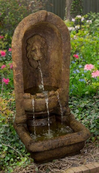 Lion Alcove Wall Garden Fountain Arched Bowl European Style Stone
