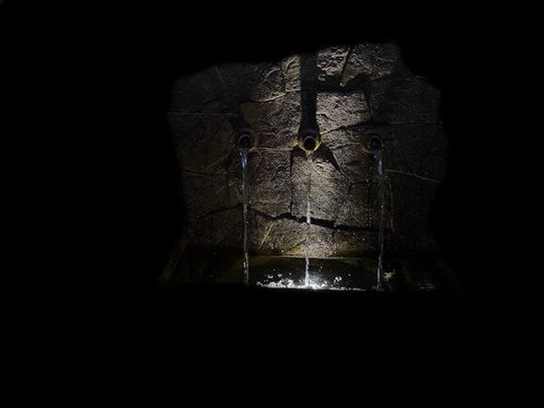 Acadia Wall Fountain Cast Stone lights oversized rectangular basin
