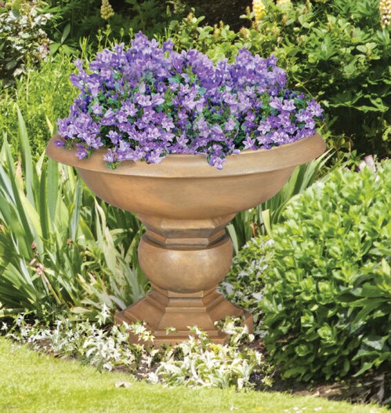 Barrington Collection Large Planter Cement Vase on Pedestal Plinth