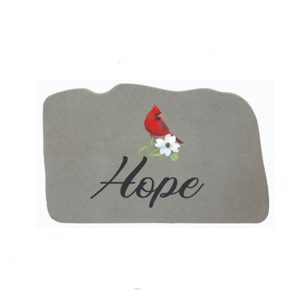 Cardinal Hope Memorial Stone or Wall Hanging word flower sculpture