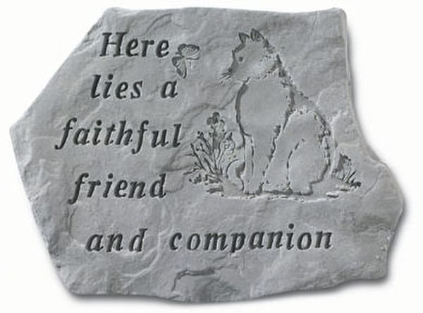 Concrete Stepping Memorial Stone for Pet - Here lies a faithful friend and companion