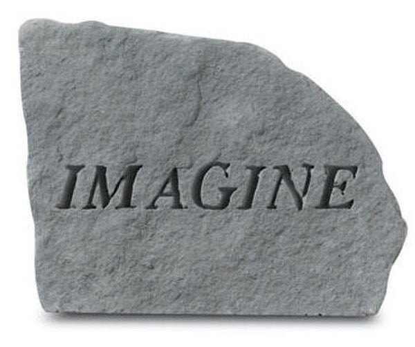 Concrete Garden Stepping Stone - Reads "IMAGINE" Inspirational