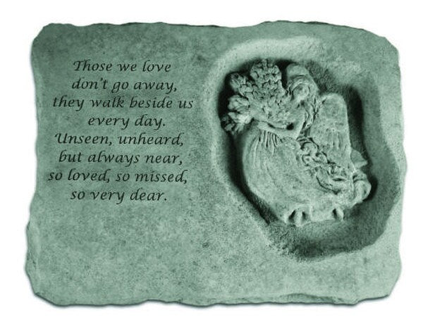 Stone Garden Plaque with Poem and angel with roses in hand