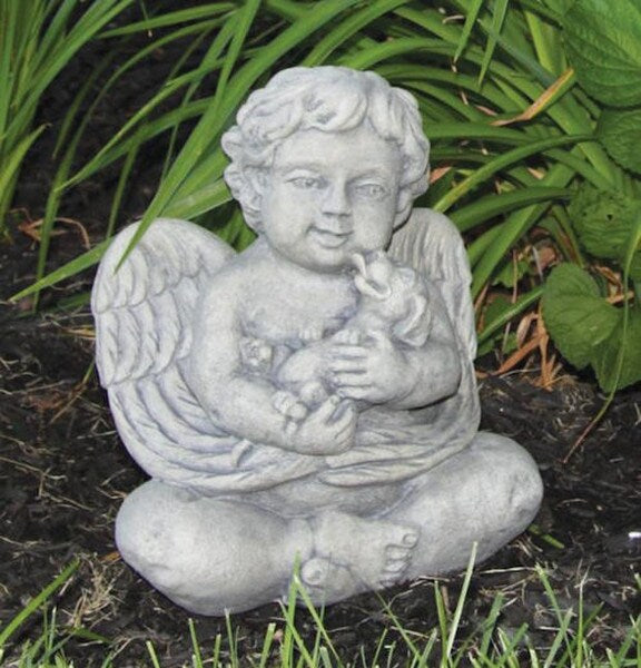 Ella Angel and Puppy Garden Statue Holding Dog Garden Memorial