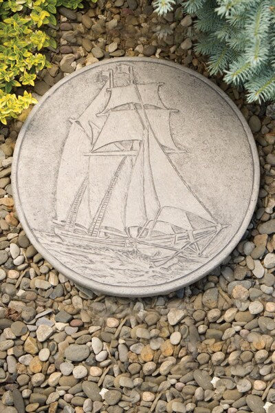 Schooner Sailing Ship Stepping Stone with Optional Wall Display Statue
