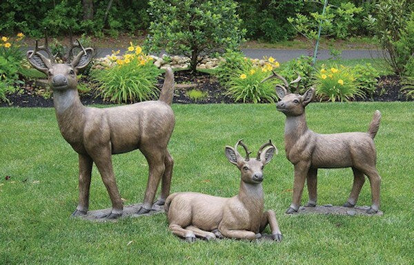 Deer Cast Stone Set of Three Statues