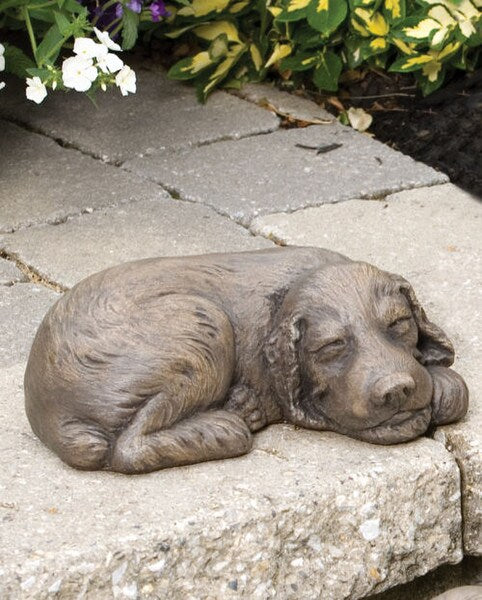 Spanky the Sleeping Spaniel Dog Sculpture Massarelli Statuary