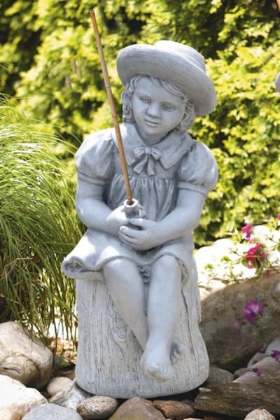 Stone Garden Statue for Sale - Fishing Girl Sculpture Sculpture Cement