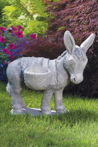 plastic donkey planter Donkey With Packs Garden Planter Statue – Made in USA