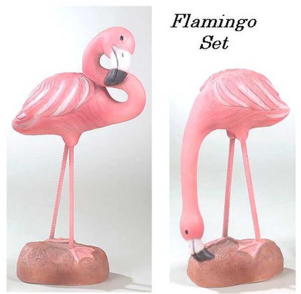Quality Flamingo Pair of Garden Lawn Ornaments Statues