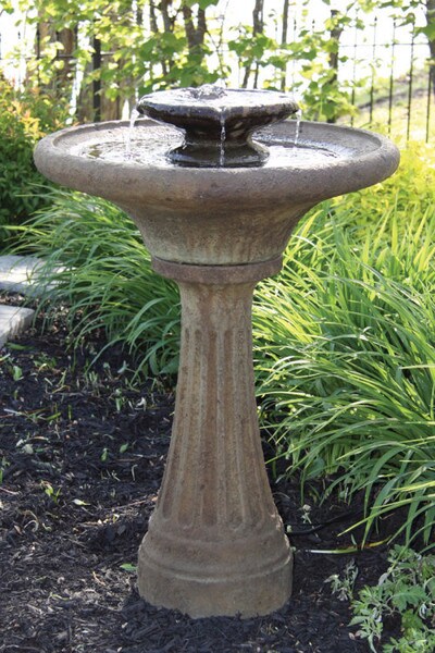 Two Tier Chelsea Fluted Fountain with LED Light. Hand poured