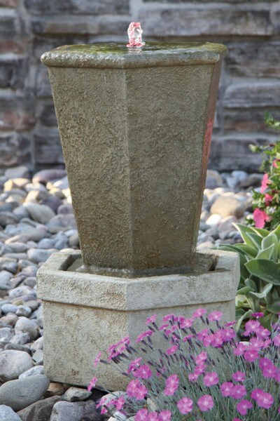 Tuscan Hexagon Design Urn fountain white LED light hand poured