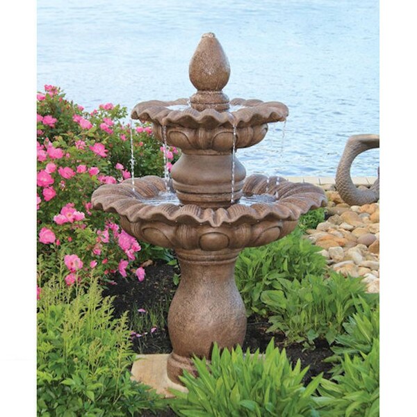 Two Tier Scallop Garden Fountain New Massarelli Garden Statuary Art
