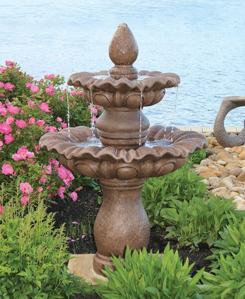 Two Tier Scallop Garden Fountain Egg and Dart Classical Designed