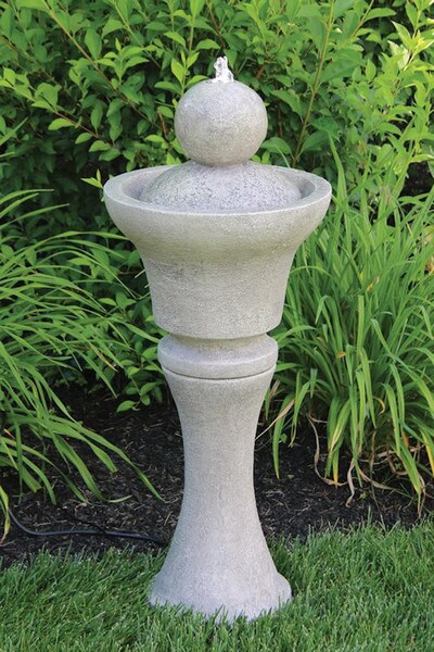 Fountainette Garden Sphere Cement Lighted Massarelli Statuary Modern
