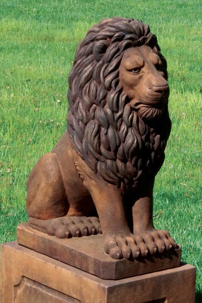 Grandessa Sitting Lion on Pedestal Statues Set Base Included