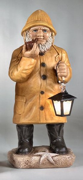 Sea Captain With Lantern Sculpture Light Lamp Outdoors Cement
