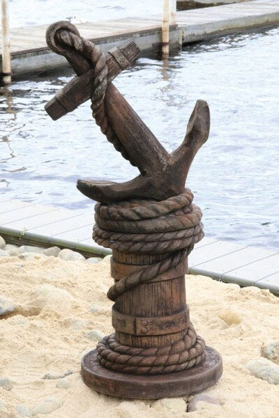 Castaway Anchor and Matching Pedestal Statues Pirate Theme Sailor