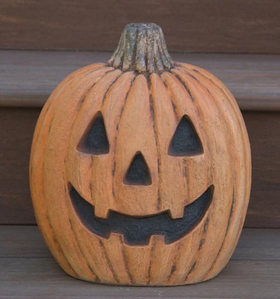 Halloween Carved Pumpkin Cement Statue Massarelli Sculptures Decor
