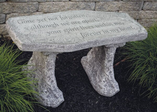 Gone Yet Not Forgotten Garden Bench Stone Artwork Tribute Statuary