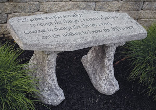 Cement Garden Serenity Prayer Sculptural Decorative Gift Recovery