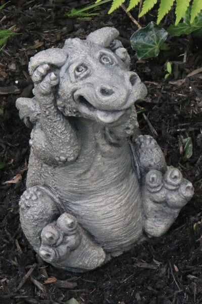Lil Dragon Too Much Noise Statue Garden Cement Figurine Statuary